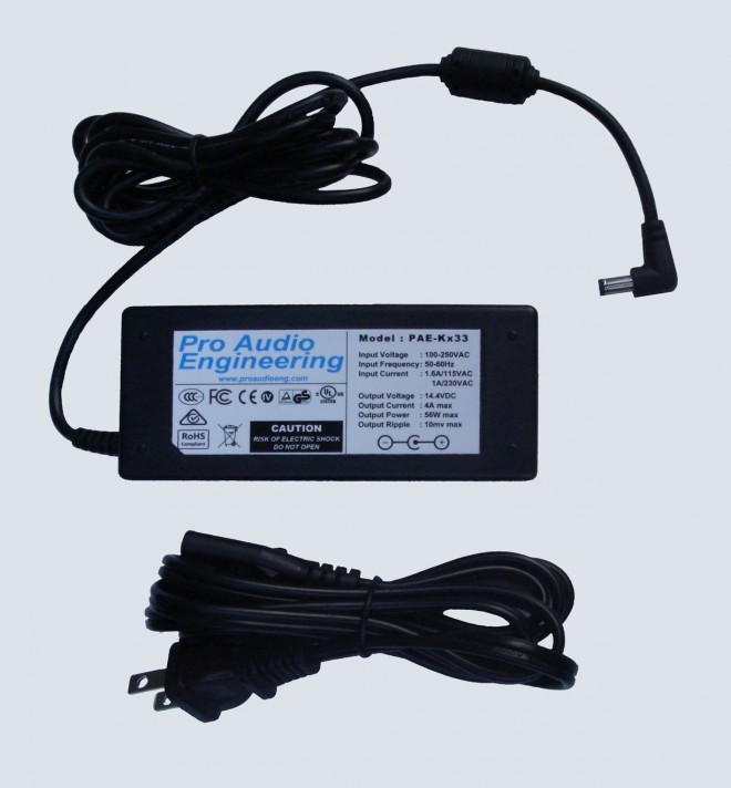 Black Pro Audio Engineering power adapter with cords