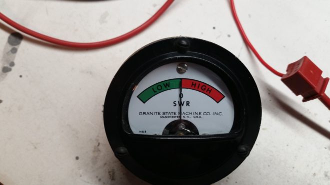 SWR meter gauge with red wires