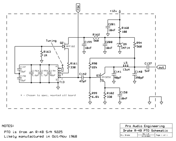 Vintage Drake R-4B PTO audio schematic